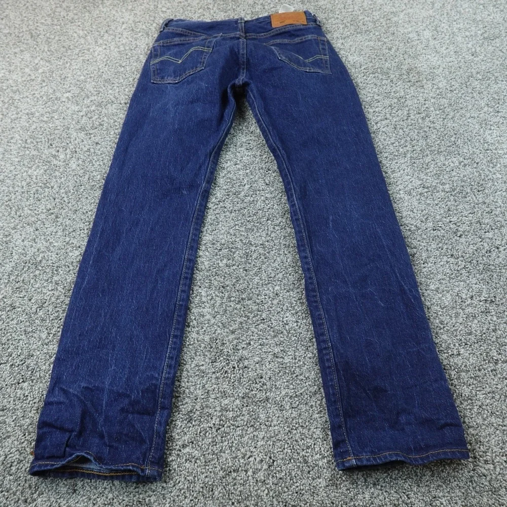 Levis Jeans Mens 28X30 Dark Blue Denim Pants 501 Straight Button Fly Premium
